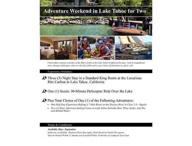 Adventure Weekend in Lake Tahoe for Two