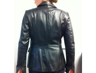 Ellen Tracy Black Leather Blazer Jacket
