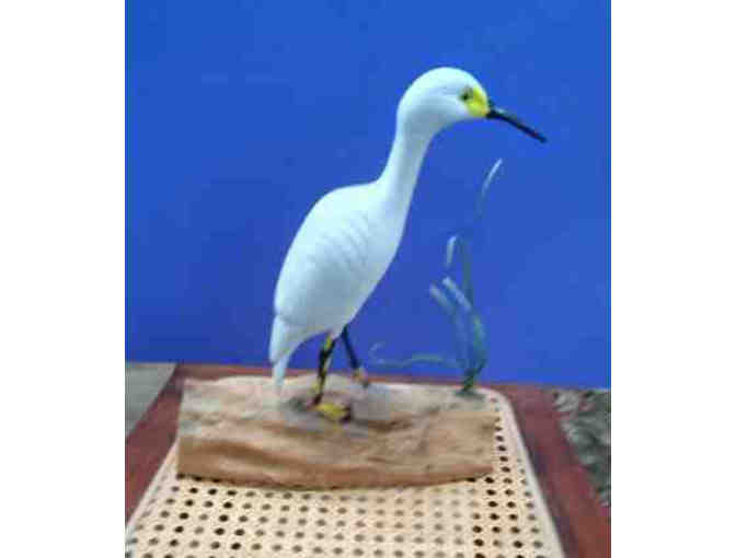 Snowy Egret Wood Carving