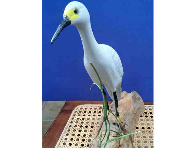 Snowy Egret Wood Carving