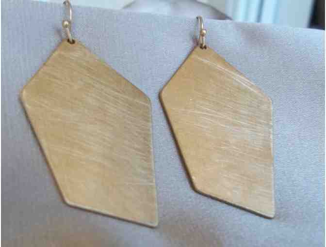 Brushed Gold Colored Penta Earrings