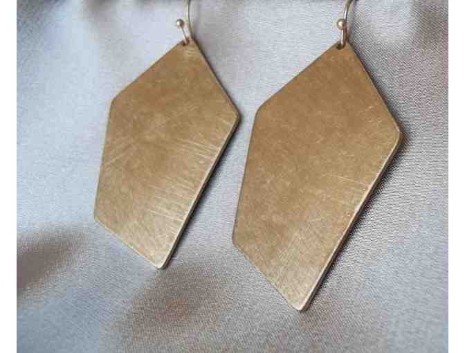 Brushed Gold Colored Penta Earrings