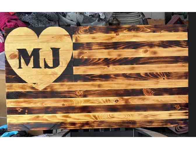 Handmade Wooden 'MJ' Flag