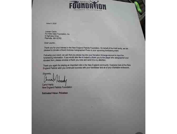 New England Patriots signed photo/David Andrews