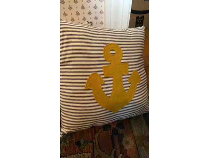 SET OF TWO MUSTARD YELLOW ANCHOR PILLOWS