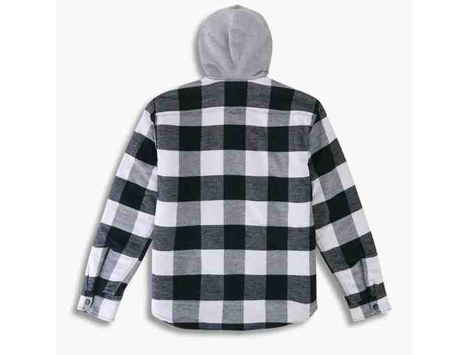 BLACK AND WHITE FLANNEL PLAID JUSTIN TIMBERLAKE COLLECTION LEVI'S HOODY MENS LARGE