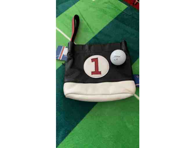 LEATHER VALUABLES GOLF POUCH FROM STITCH CO. TO THE FOUR HIGHEST BIDDERS