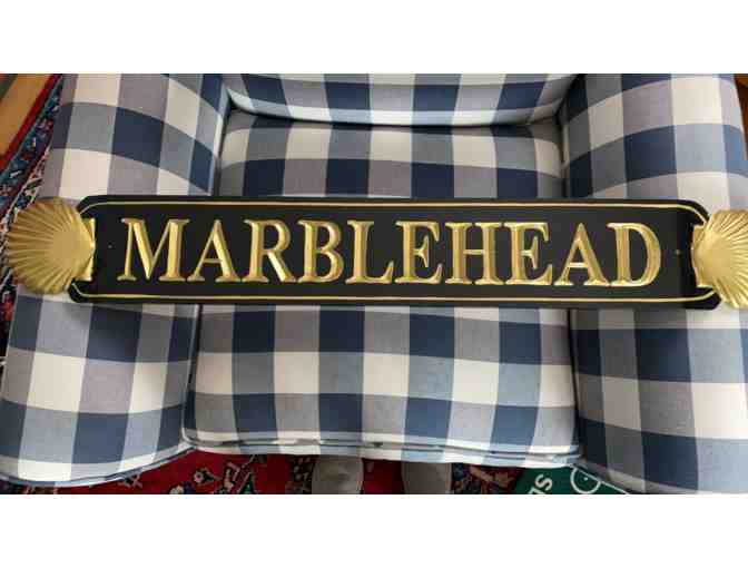 BLACK MARBLEHEAD QUARTERBOARD WITH SHELLS ON ENDS - Photo 1
