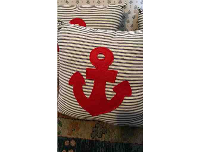 SET OF TWO RED ANCHOR PILLOWS