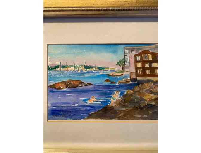 WATERCOLOR OF FRONT STREET, FORT BEACH, MARBLEHEAD, MA - BY SUZANNE HOGAN