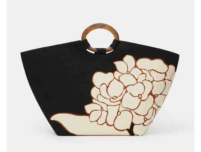 LAFAYETTE 148 - BLACK MARKET TOTE WITH FLOWER AND TORTOISE SHELL HANDLES - Photo 1