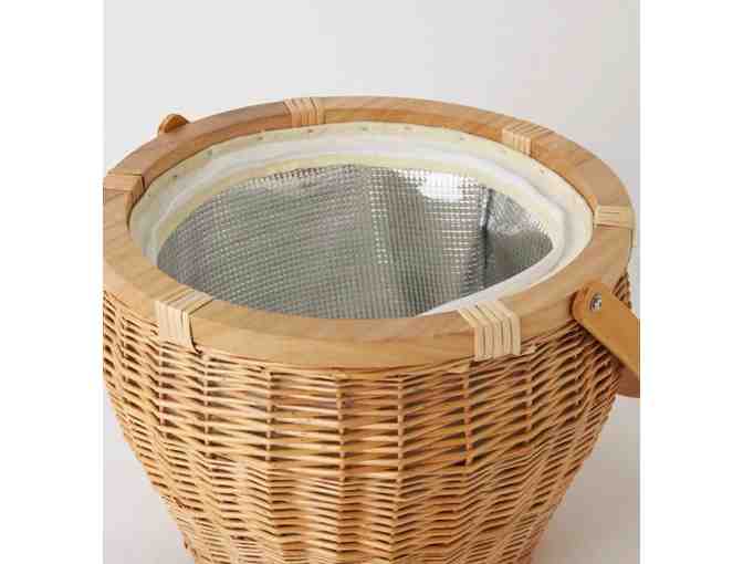 'BEACH PEOPLE' RATTAN BASKET COOLER WITH WINE, WATER, AND GOODIES!