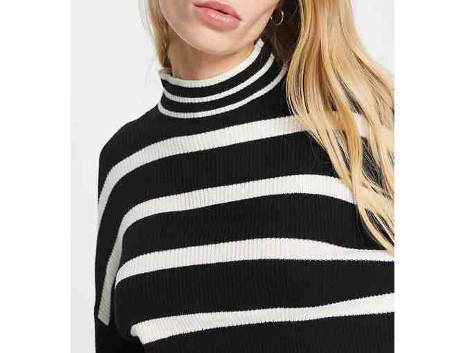 'ONLY' BRAND HIGH NECK SWEATER IN BLACK AND WHITE STRIPE - WOMEN'S EXTRA LARG