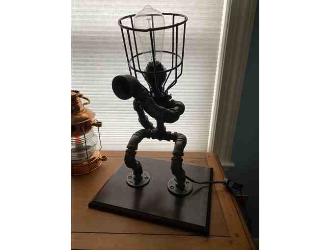 PIPE BASEBALL CATCHER LAMP - ONE OF A KIND!