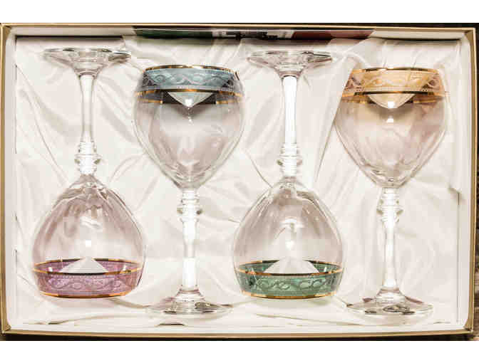 Set of 4 Cristalleria Fratelli Fumo Hand Made Italian Wine Glasses