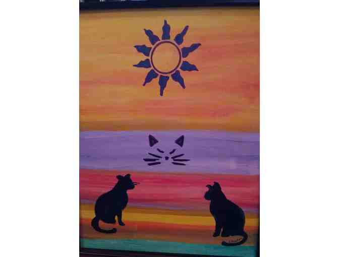 "Sun Cats" Acrylic painting by Rosemary Gallick - Photo 1