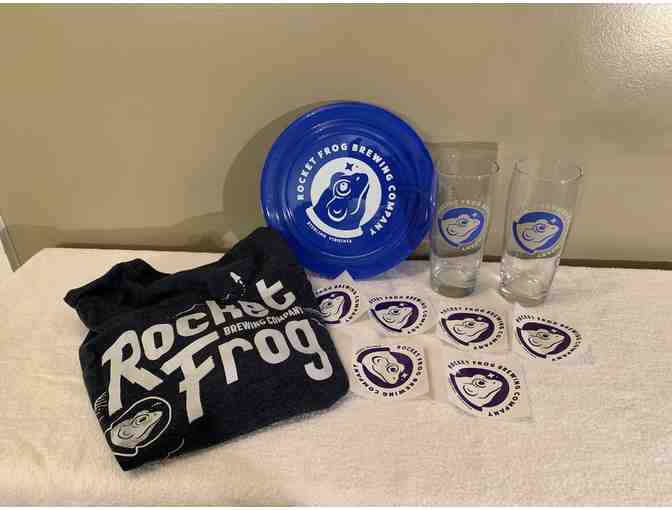 Tastings, tour, and logo items from Rocket Frog Brewing Company