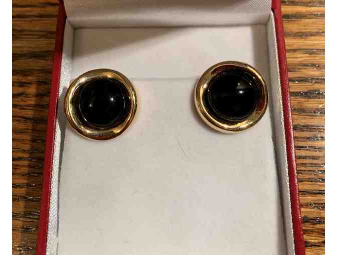 14 K Gold and Black Onyx Earrings