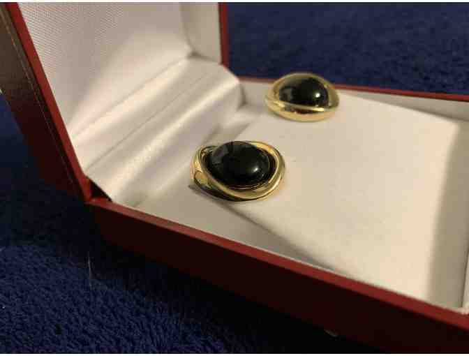 14 K Gold and Black Onyx Earrings