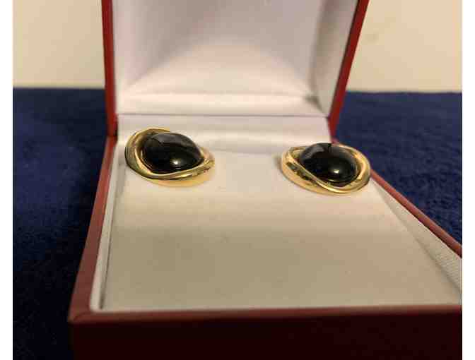 14 K Gold and Black Onyx Earrings - Photo 3