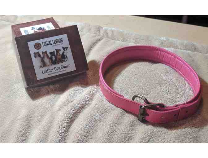 Logical Leather Padded Genuine Leather Dog Collar - Pink