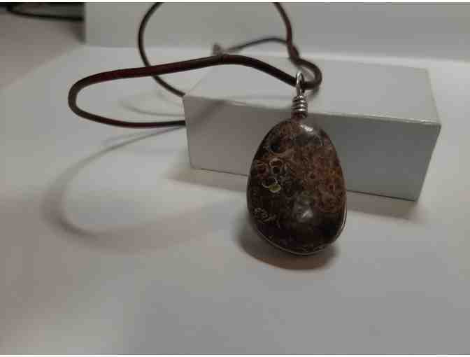 Turritella Fossil Snail Agate Pendant
