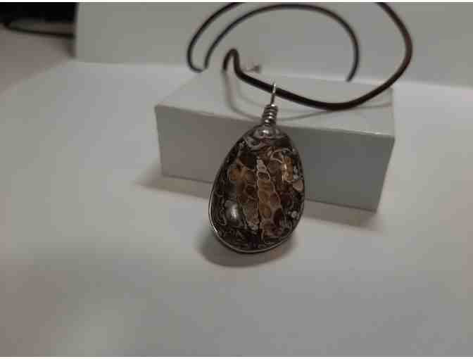 Turritella Fossil Snail Agate Pendant