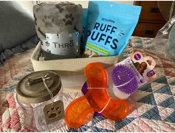 Dog Gift basket with treats and toys