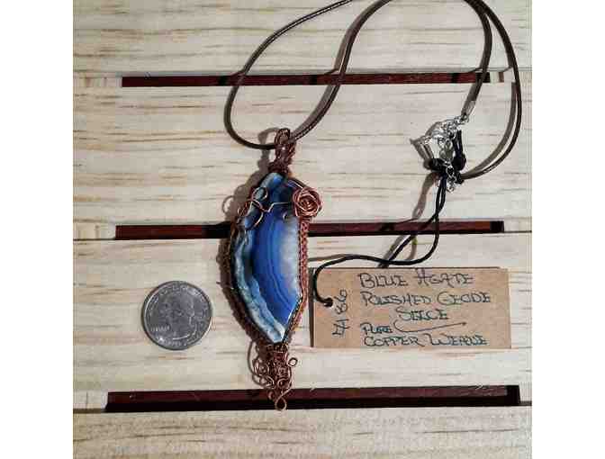 Blue Agate Gemstone Pendant and Necklace