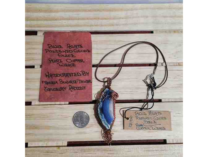 Blue Agate Gemstone Pendant and Necklace