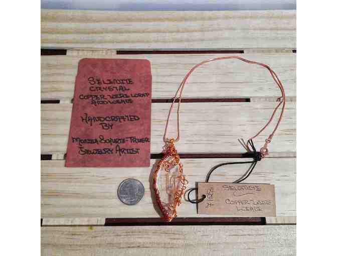 Natural Selenite Freeform Slice Gemstone Pendant and Necklace