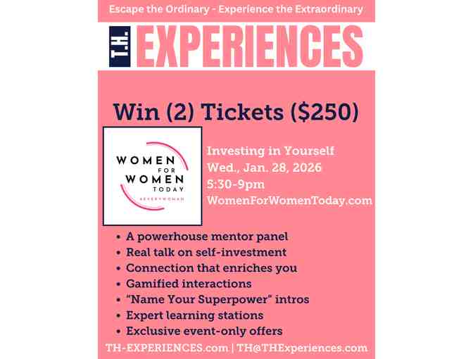 (2) Tickets for Women for Women Today : Investing in Yourself Event - Photo 1