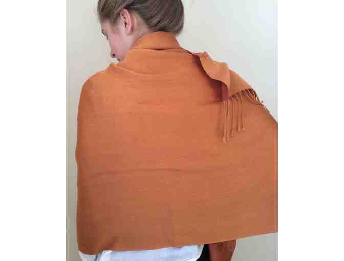 Deep Gold Silk Shawl with Contrasting Light Chestnut-colored Floral Band