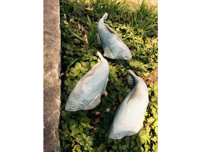 Three Ceramic Koi Garden Art Sculptures by Tyson Weiss - Fish in the Garden