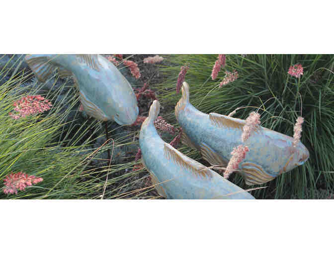 Three Ceramic Koi Garden Art Sculptures by Tyson Weiss - Fish in the Garden