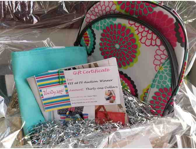Thirty-One: Gift Basket with Backpack, Accessory Organizer, and Gift Certificate