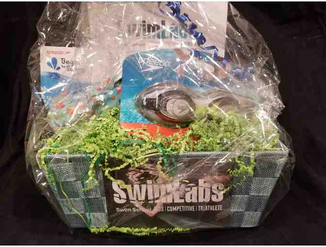 SwimLabs - Gift Basket including $100 voucher, kid's goggles, swim diapers