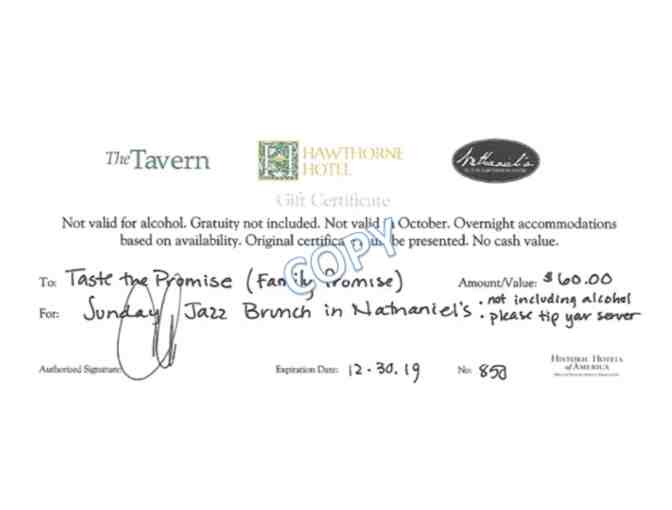 Hawthorne Hotel - Sunday Jazz Brunch