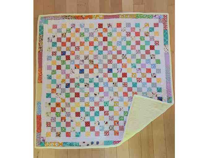 POSTAGE STAMP SQUARE BABY QUILT BASKET- VINTAGE AUNT GRACIE FABRIC& Other Baby Gifts