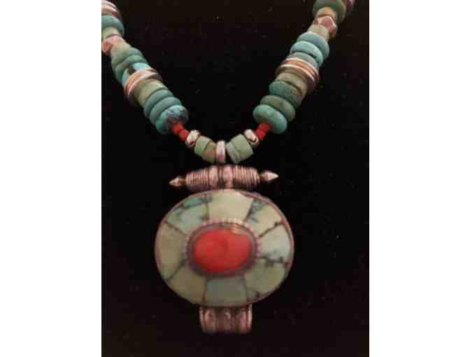 Turquoise potpourri necklace set