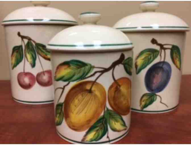Three Piece Canister Set - Hand Painted Italian Pottery