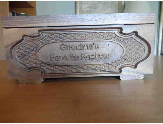 Beautiful Handcarved Walnut Recipe Box