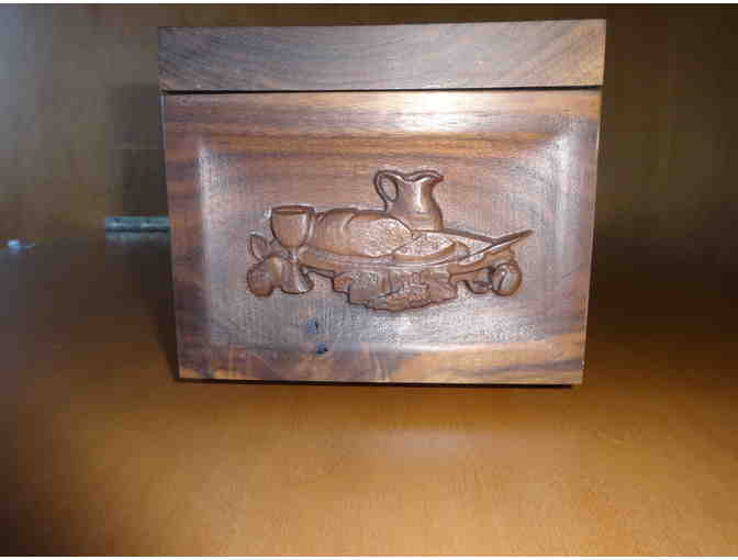 Beautiful Handcarved Walnut Recipe Box