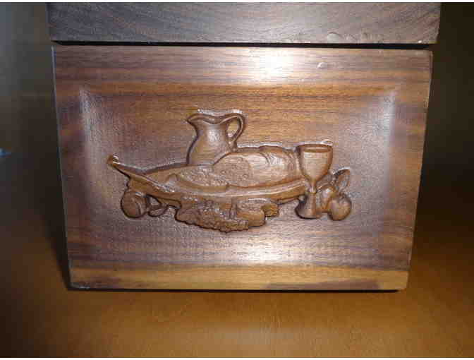 Beautiful Handcarved Walnut Recipe Box