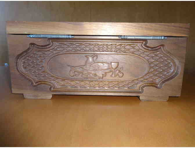 Beautiful Handcarved Walnut Recipe Box