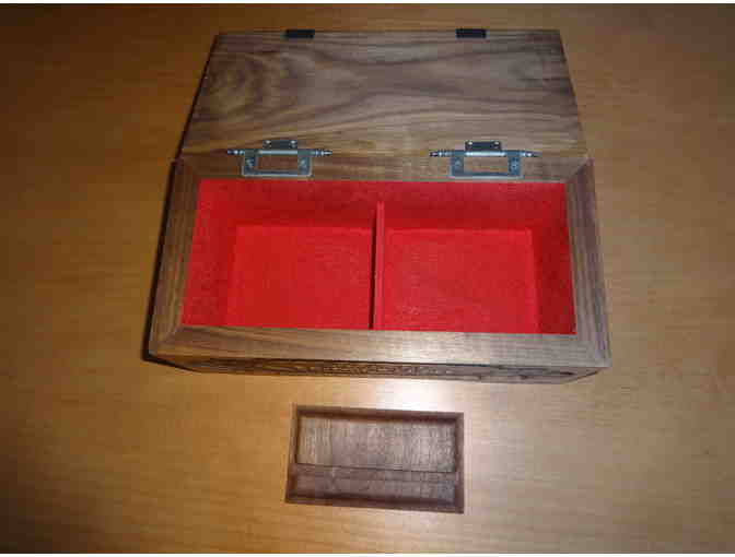 Beautiful Handcarved Walnut Recipe Box