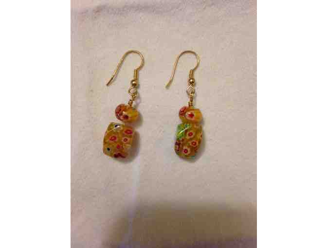 Millefiori Bead Necklace and Matching Pierced Earrings