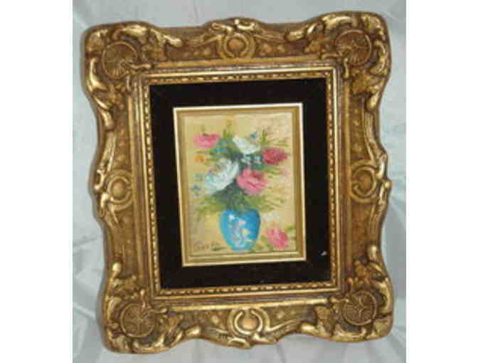 Beautiful Gild Framed Genuine Oil Painting - by Garth 'Multi-colored flowers'