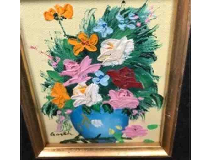 Beautiful Gild Framed Genuine Oil Painting - by Garth 'Multi-colored flowers'