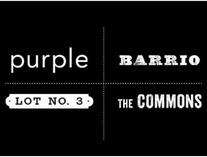 Purple Wine Bar, Lot No. 3 or Barrio- $100 in Gift Cards
